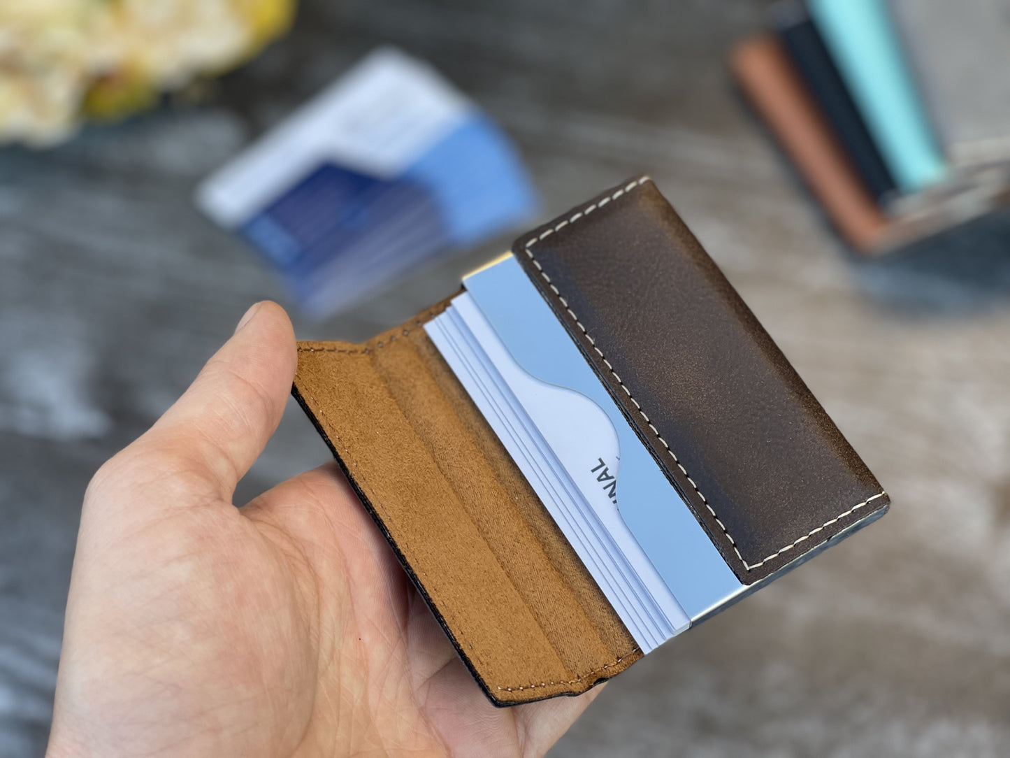 Leather Business Card Holder Personalized