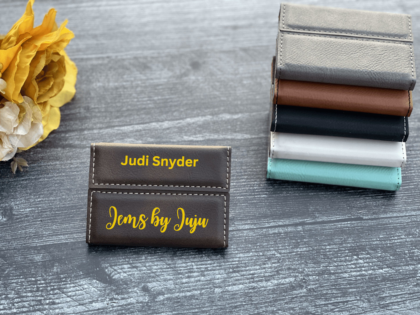 Leather Business Card Holder Personalized