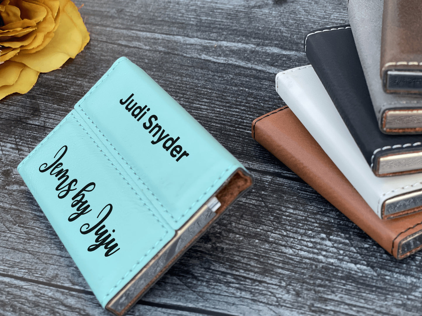 Leather Business Card Holder Personalized