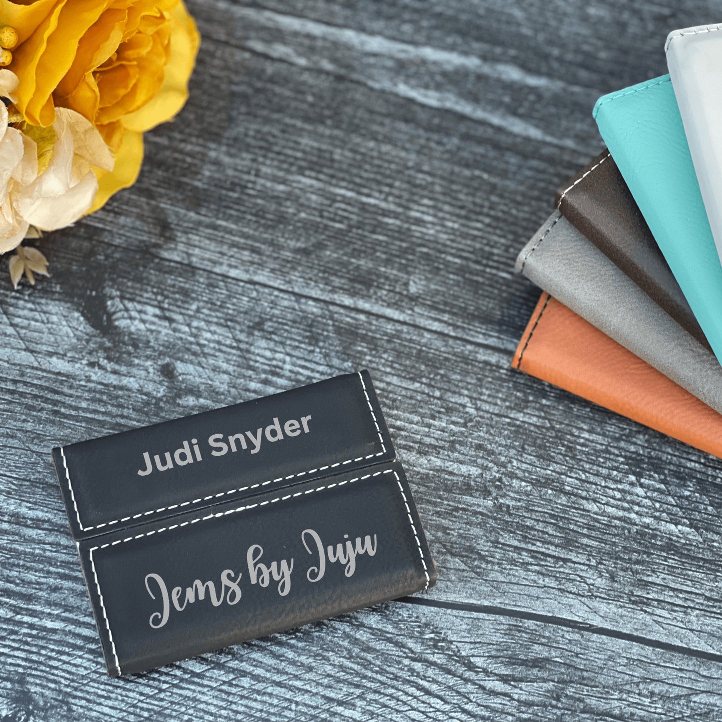 Leather Business Card Holder Personalized