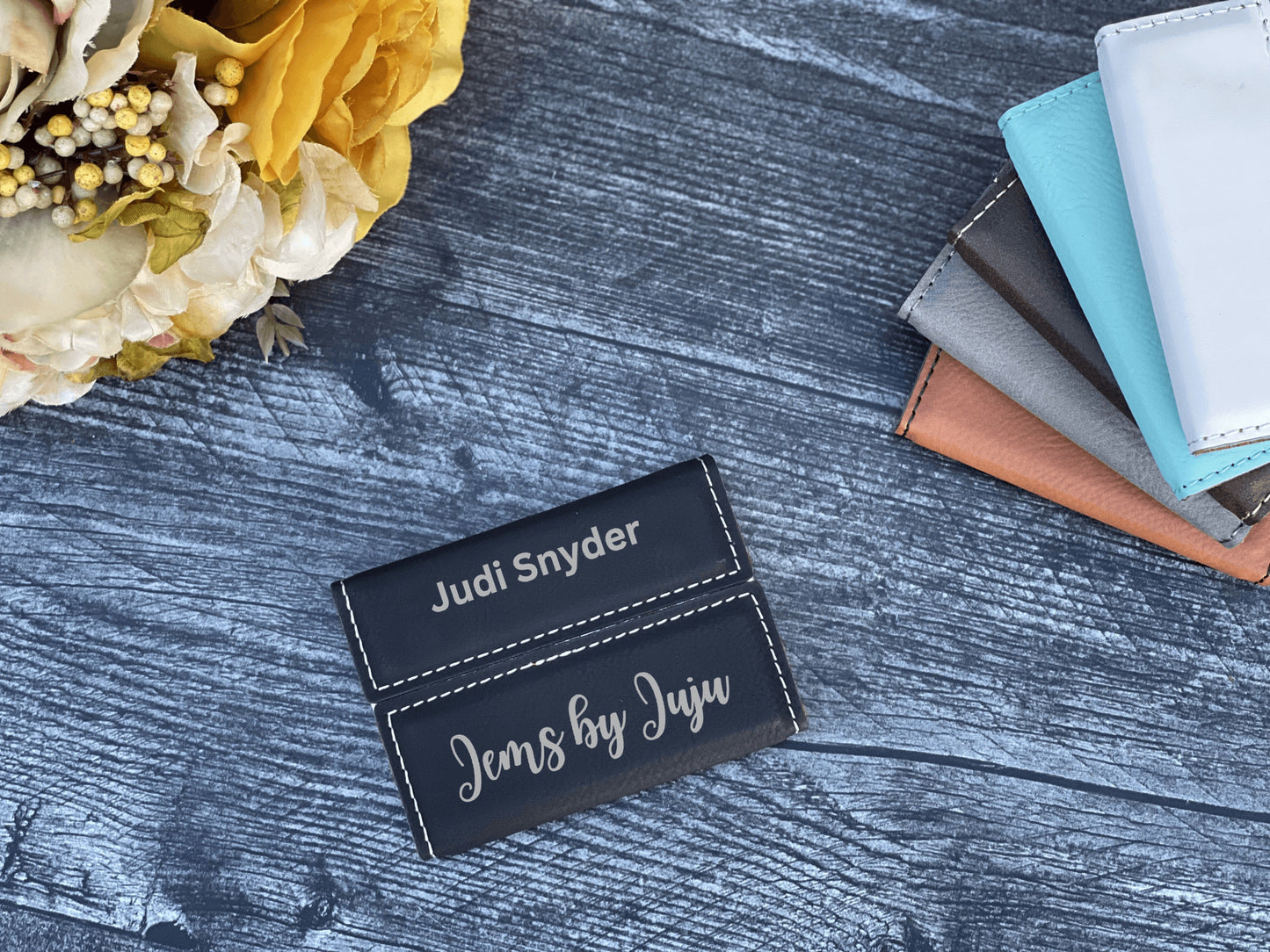 Leather Business Card Holder Personalized