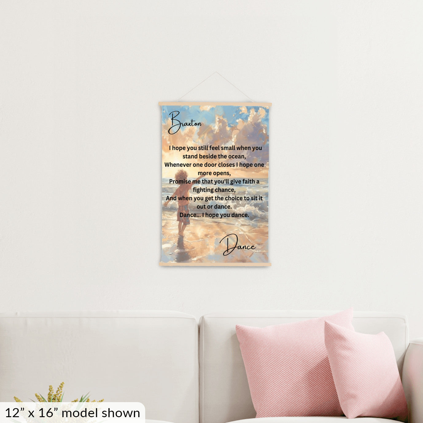 Hanging canvas I hope you dance   2nd stanza personalized