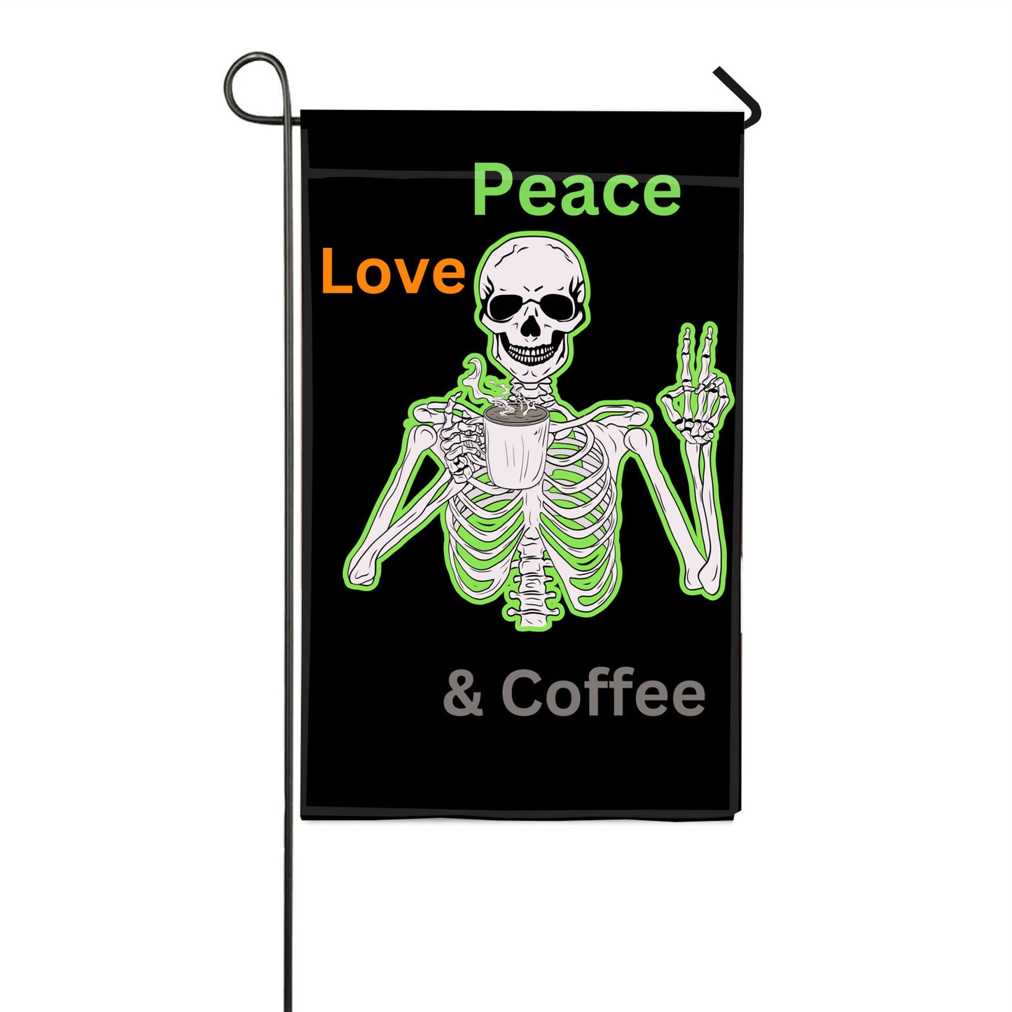 Garden Flag - 24" x 36"  Peace. Love & Coffee