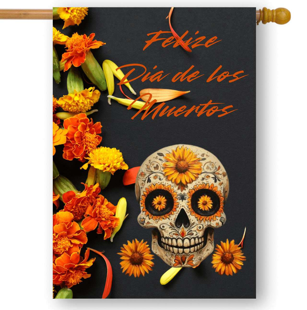 Medium House Flag 18in x 27in Single-Sided  Dia de los Muertos