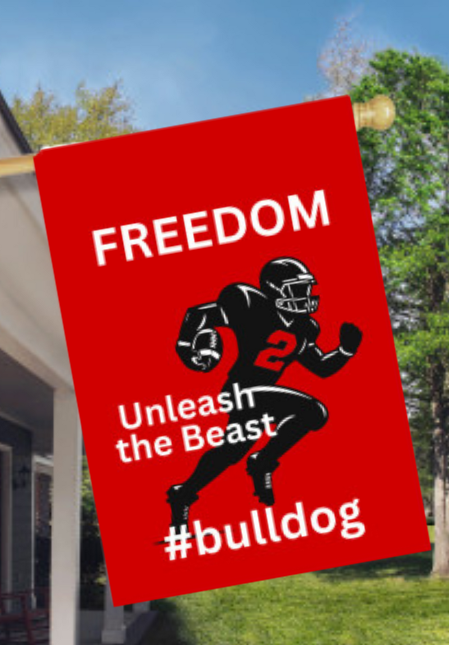 Medium House Flag 18in x 27in Single-Sided  Freedom bulldog